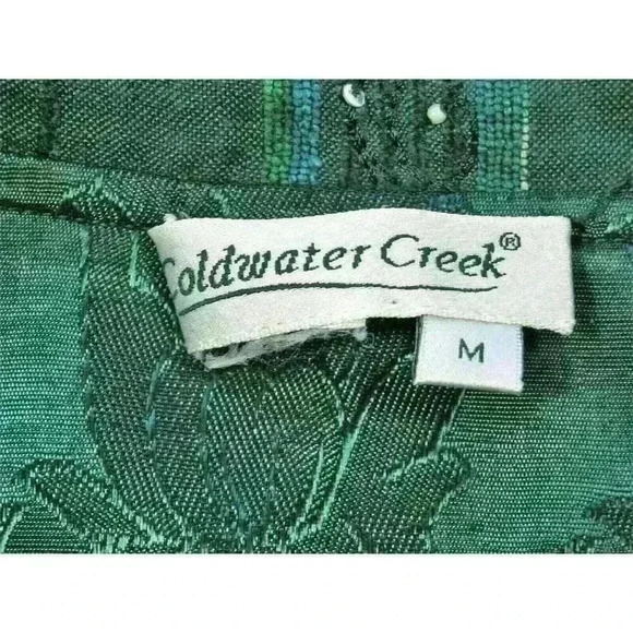 Coldwater Creek reversible shirt shacket jacket Medium brocade embellished green - Picture 11 of 12